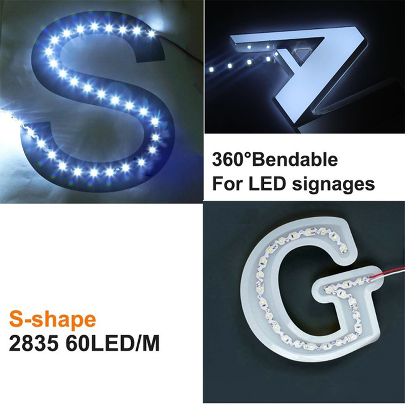 Sosire Noua Design Accesorii IP20 Smd 2835 S LED-uri de forma Bendable LED benzi Flexibile LED Strip 360 Degree
