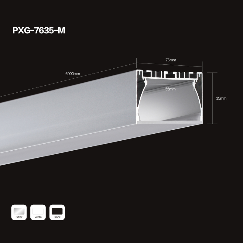 China fabrică U formă U7635 extrudat profil de aluminiu LED